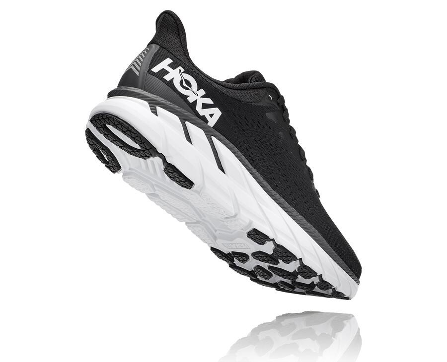 Running Shoes Womens - Hoka One One Clifton 7 - Black/White - BRCVOQL-07